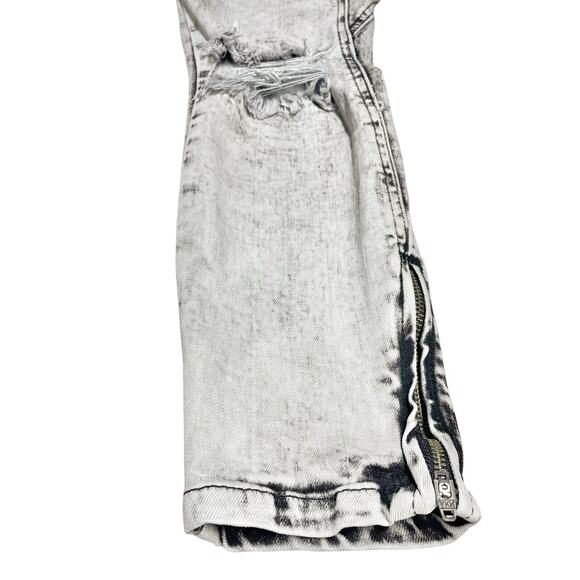 ONE by ONE TEASPOON Harley Killers Drop Crotch Leather Pocket Crop Jeans Size 24 - Picture 4 of 10